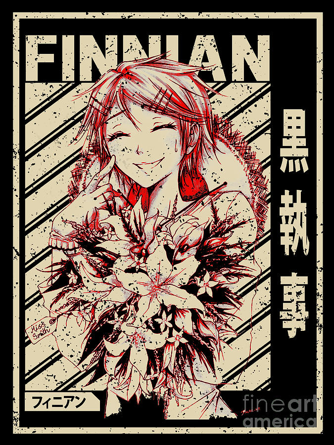 Black Butler Retro Art Anime Finnian Sticker by Anime Art - Fine Art America