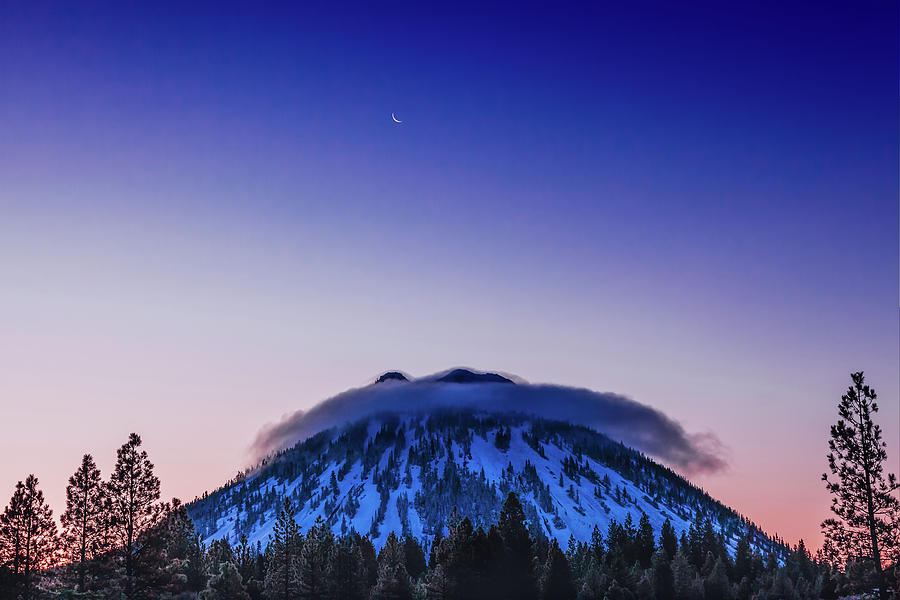 Black Butte Crescent Moon Photograph by Ryan Workman Photography
