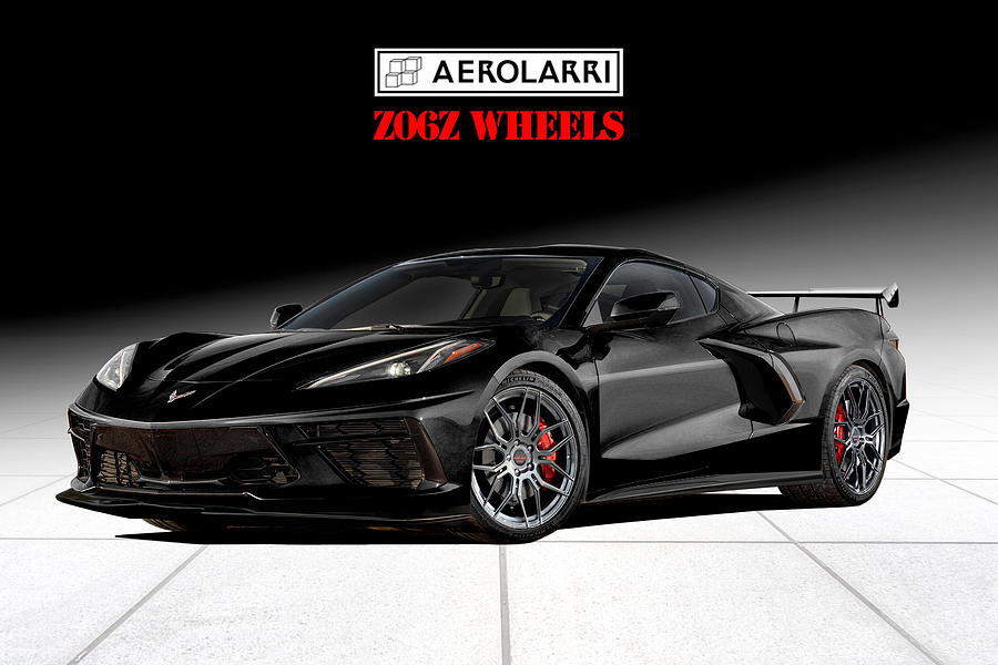 Black C8 Aerolarri Z06Z Wheels  Digital Art by Peter Chilelli
