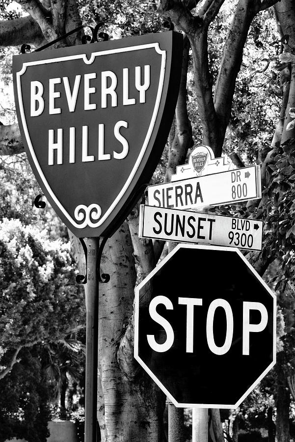 Black California Series - Beverly Hills Sign Photograph by Philippe HUGONNARD
