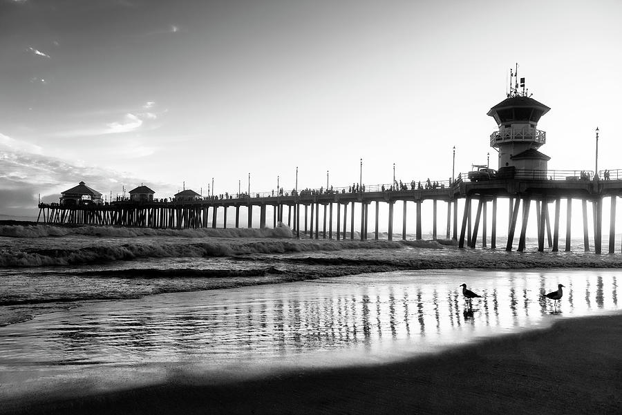 Black California Series - Huntington Beach at Sunset Photograph by Philippe HUGONNARD