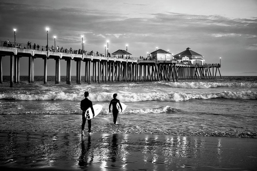 Black California Series - Huntington Beach Surf City Photograph by Philippe HUGONNARD