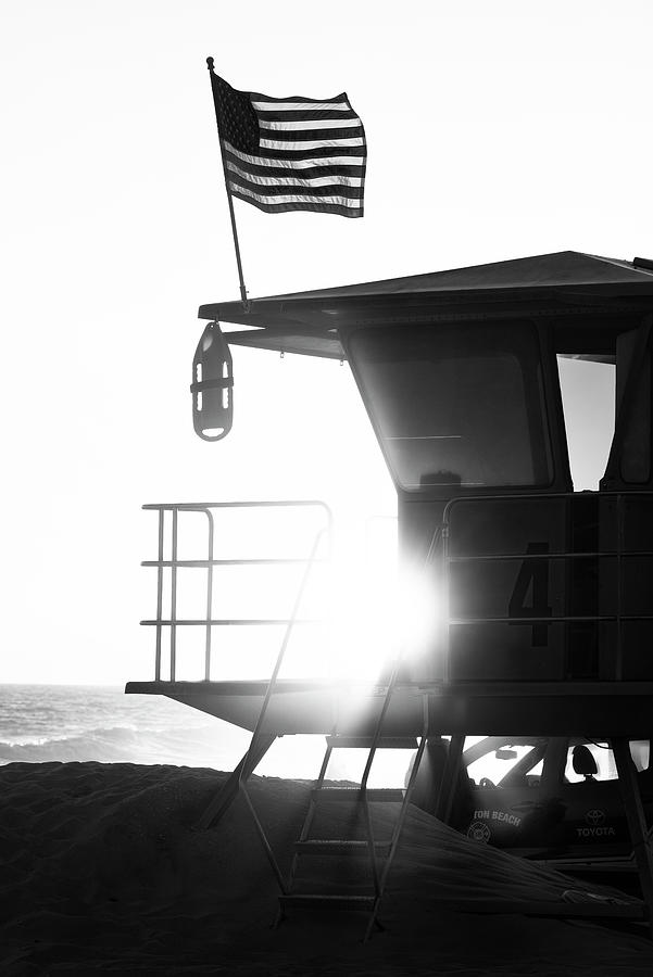 Black California Series - Lifeguard Tower Sunset Photograph by Philippe HUGONNARD