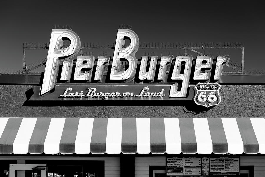 Black California Series - Pacific Park Pier Burger Photograph by Philippe HUGONNARD