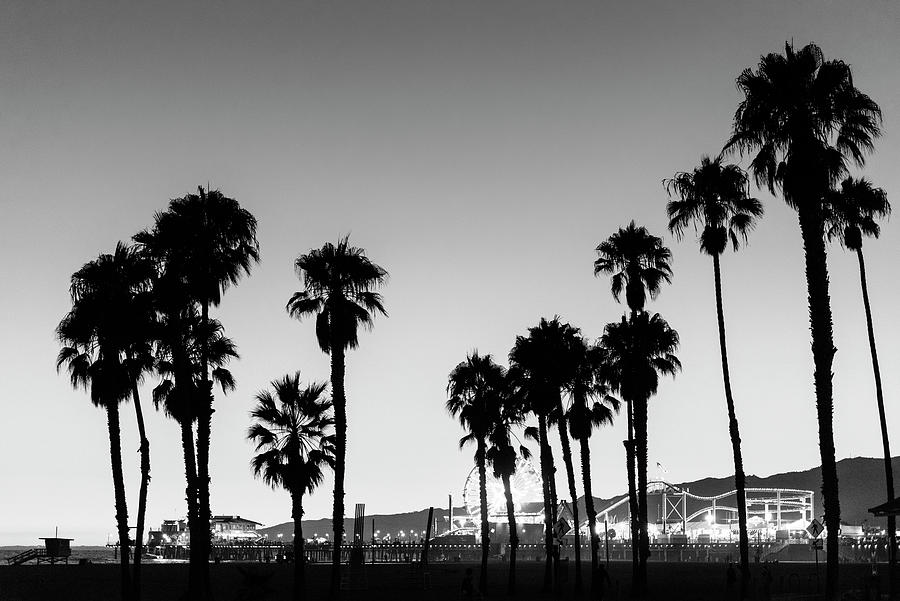 Black California Series - Santa Monica at Nightfall Photograph by Philippe HUGONNARD