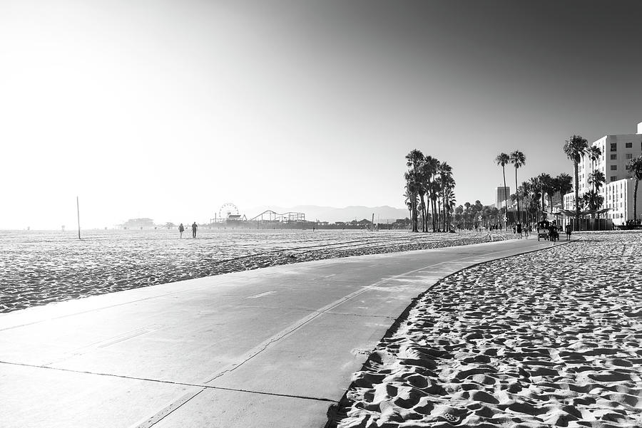 Black California Series - Santa Monica Boardwalk at Sunset Photograph by Philippe HUGONNARD
