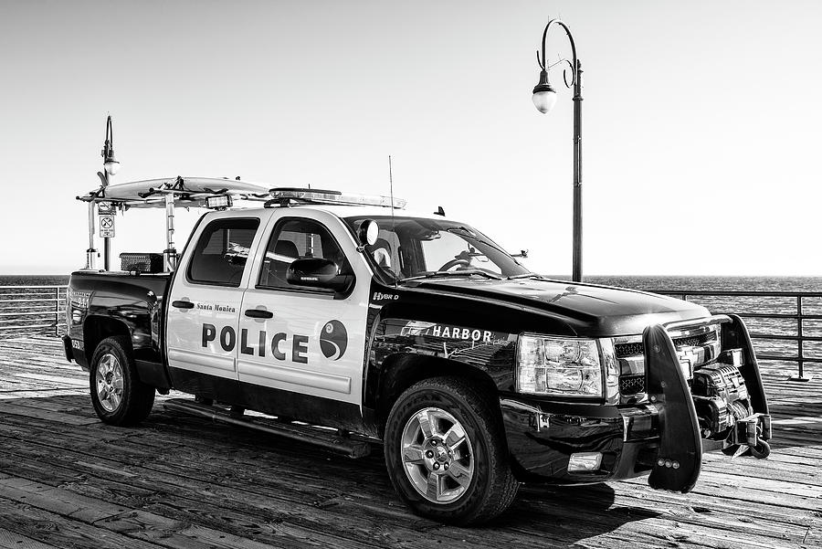 Black California Series - Santa Monica Police Truck Photograph by Philippe HUGONNARD