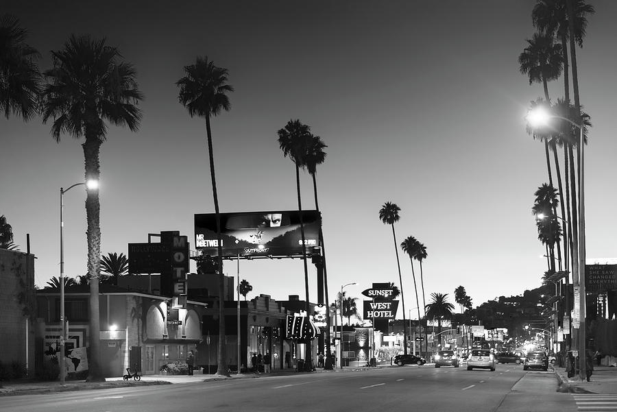 Black California Series - Sunset Boulevard Nighfall Photograph by Philippe HUGONNARD