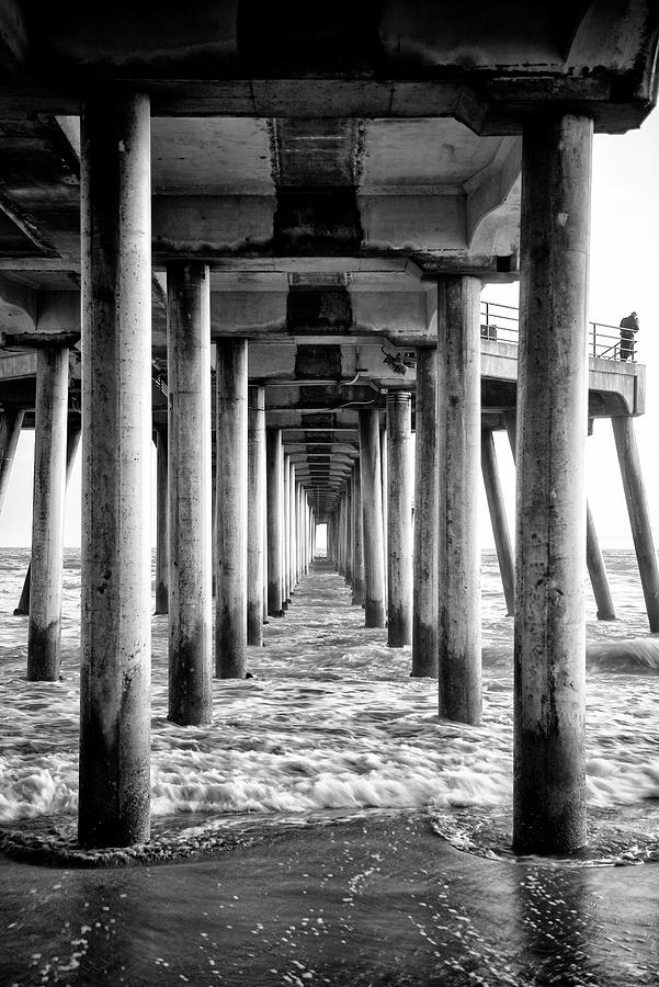 Black California Series - Underneath Huntington Beach Pier Photograph by Philippe HUGONNARD