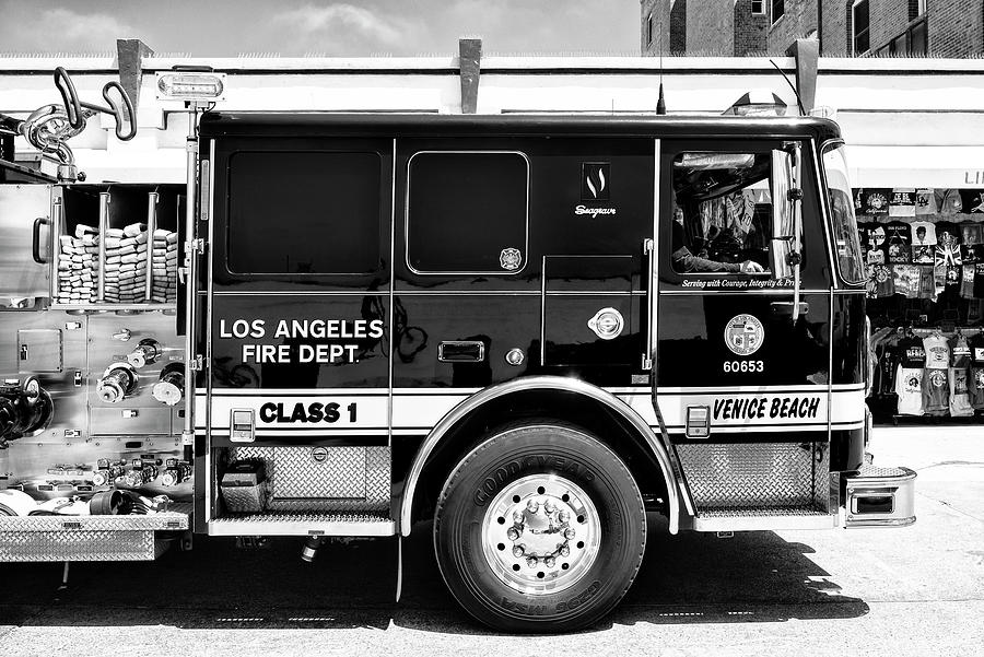 Black California Series - Venice Beach Fire Truck Photograph by Philippe HUGONNARD
