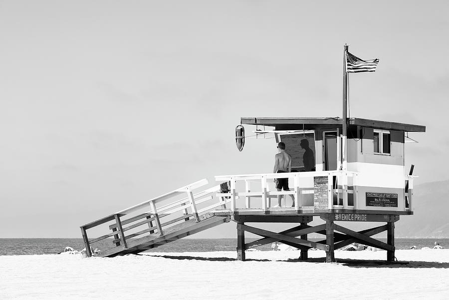 Black California Series - Venice Beach Lifeguard Tower  Photograph by Philippe HUGONNARD