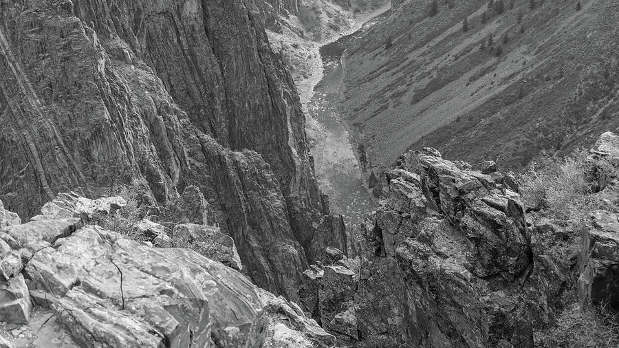 Black Canyon the Gunnison National Park Black and White Photograph by John McGraw