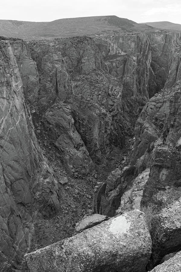 Black Canyon the Gunnison National Park Ledge Black and white Photograph by John McGraw