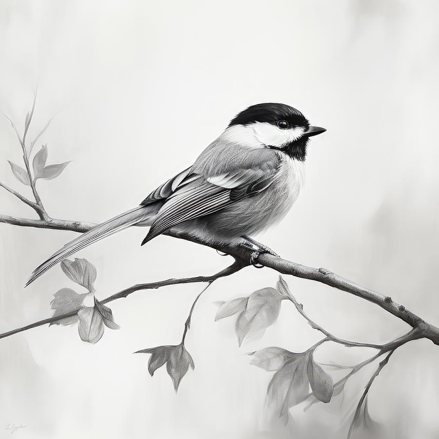Black Capped Chickadee Art Painting by Lourry Legarde