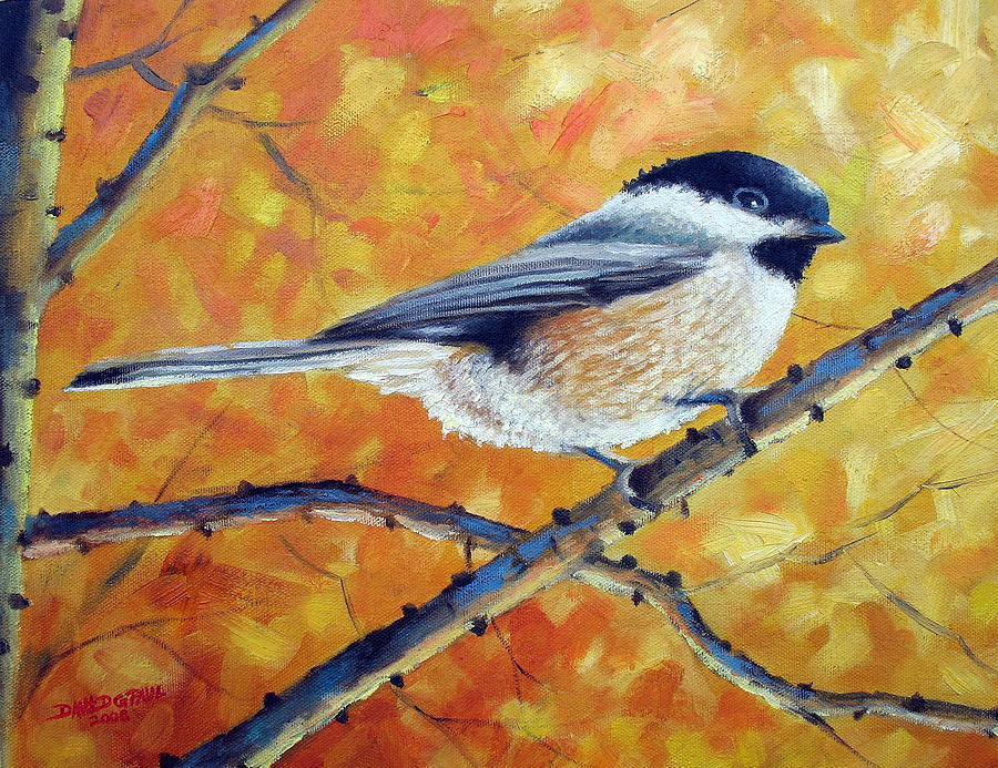 Black-Capped Chickadee Painting by David G Paul