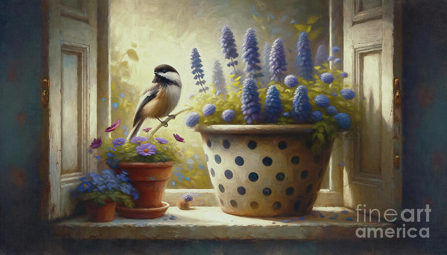 Black-Capped Chickadee Spring Song Painting by Maria Angelica Maira