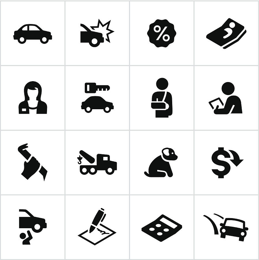 Black Car Insurance Icons Drawing by Appleuzr