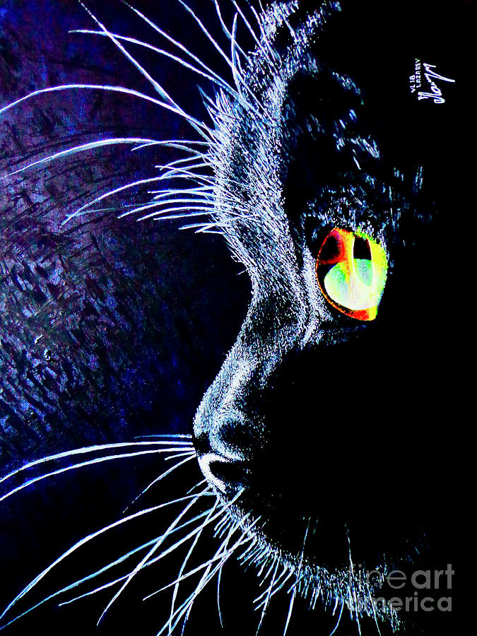 Black cat 2 Painting by Viktor Lazarev