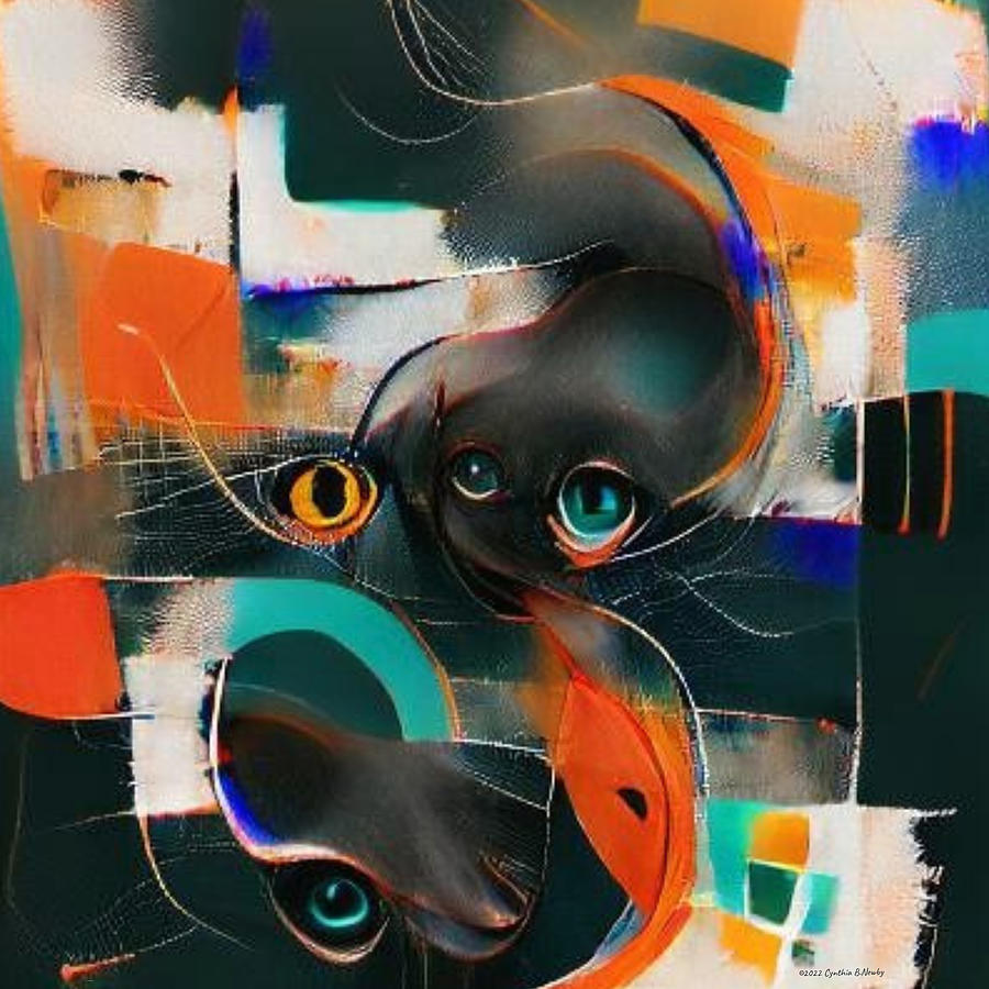 Black Cat Abstract Digital Art by Cindys Creative Corner