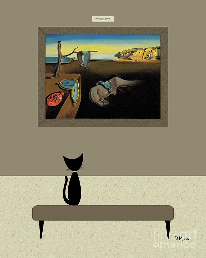 Black Cat Admires Dali Painting Digital Art by Donna Mibus