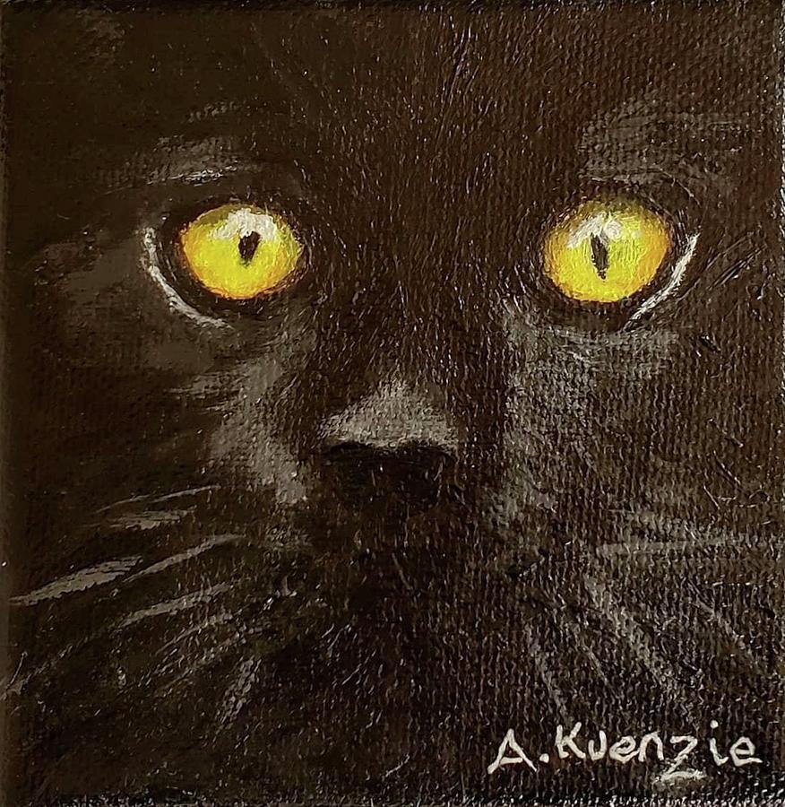 Black Cat Painting by Amy Kuenzie