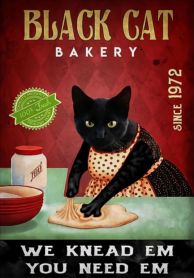 Black Cat Bakery Poster retro Painting by Murphy Miller | Fine Art America