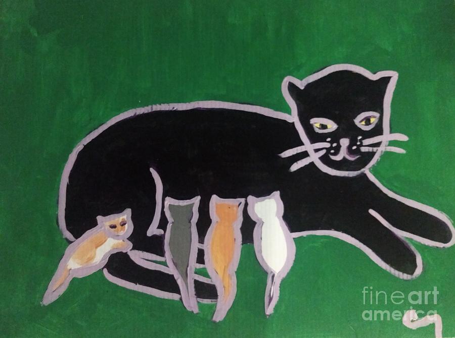 Black Cat Painting by Constance Gehring