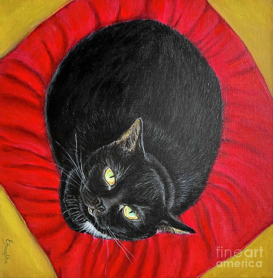 Black Cat Painting by Ella Boughton