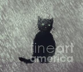 Black cat in the rain Digital Art by Jacinta Hunt - Fine Art America