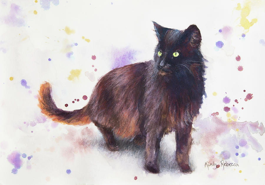 Black Cat Painting by Kirsty Rebecca