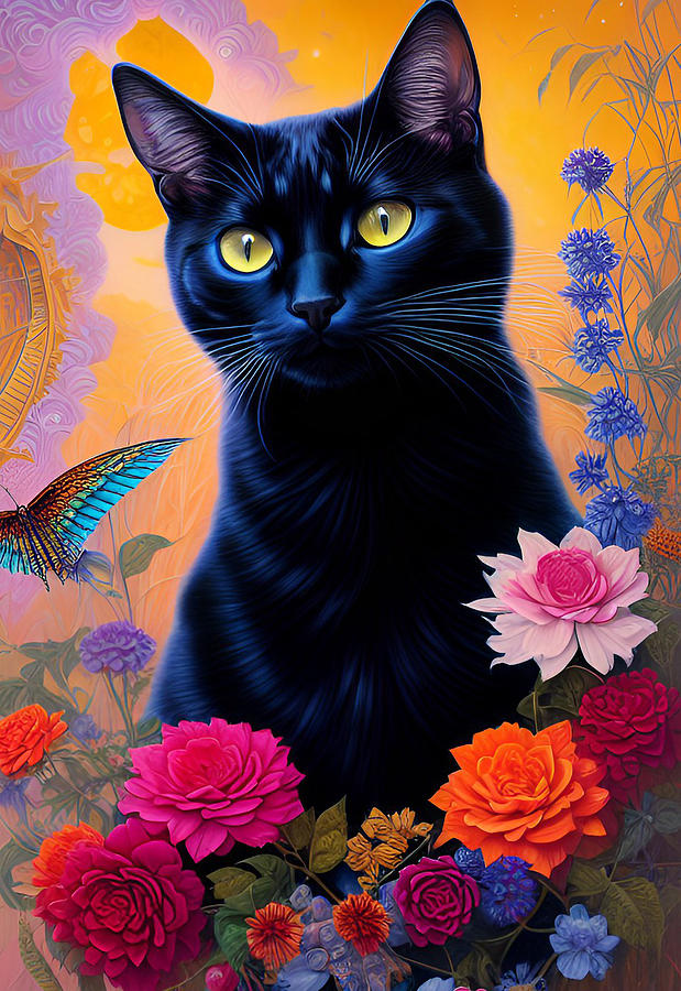 Black Cat Digital Art by La Moon Art - Fine Art America