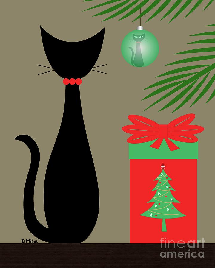 Black Cat Reflection in Ornament Digital Art by Donna Mibus