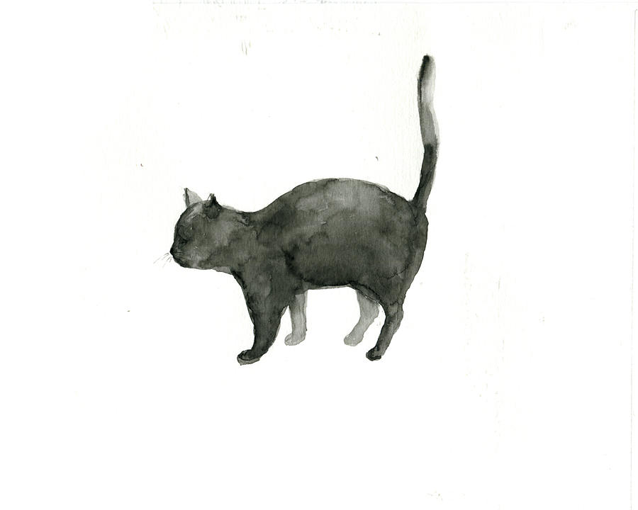 Black cat Watercolour, chat noir, British cat lover gift idea ...