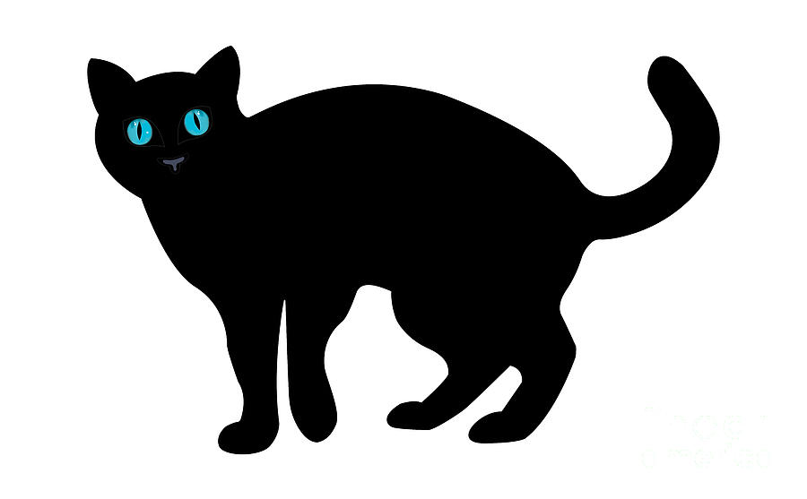 Black Cat with Blue Eyes, Cat, Kitty, Kitten, Feline, Animal, Meow, Cat Lover Gift, Digital Art by David Millenheft
