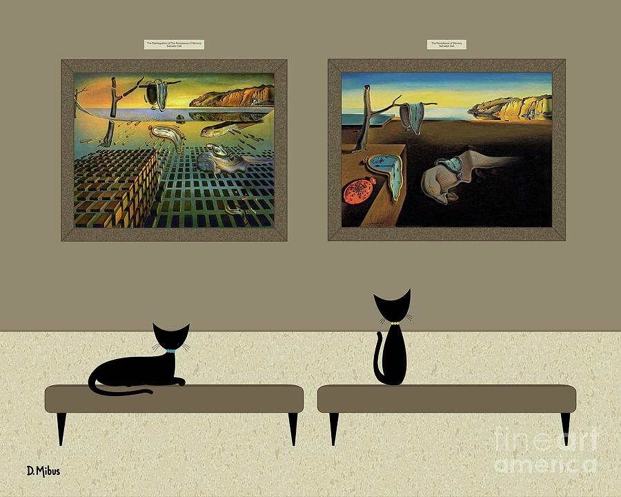 Black Cats Visit the Art Museum Digital Art by Donna Mibus