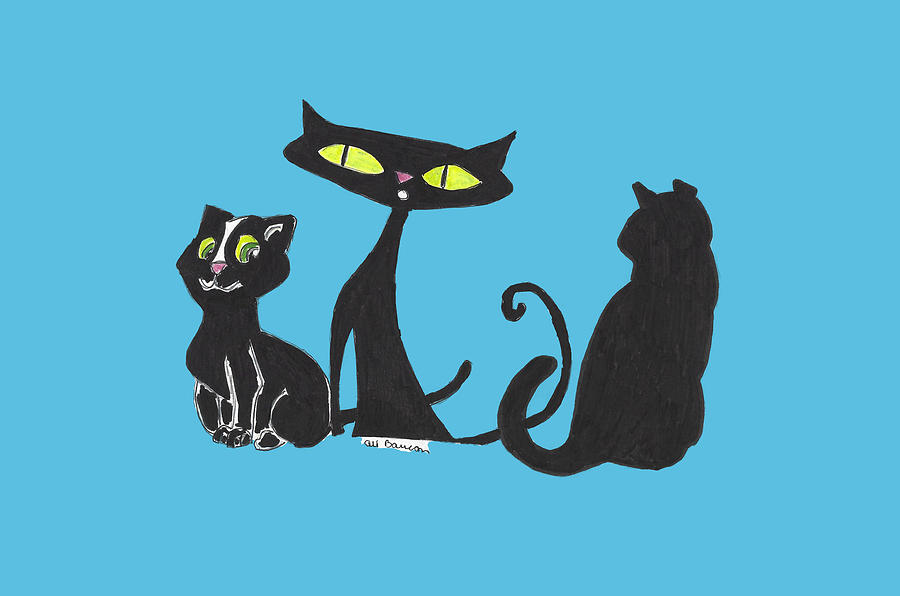 Black Cats with Transparent Background Mixed Media by Ali Baucom