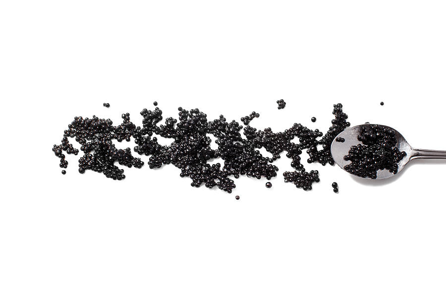 Black Caviar And Spoon Isolated On White Background Photograph by EvgeniiAnd