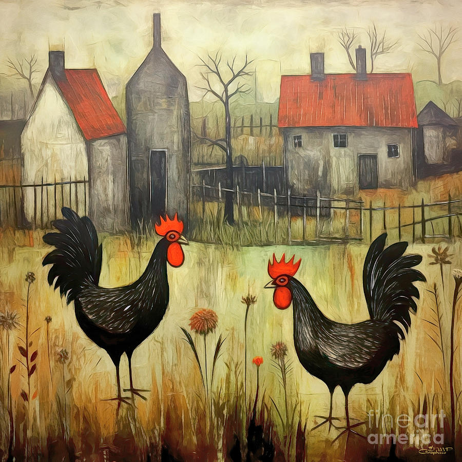 Black Chickens Digital Art by Jutta Maria Pusl