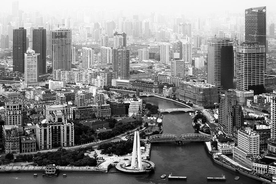 Black China Series - Cityscape of Shanghai I Photograph by Philippe HUGONNARD