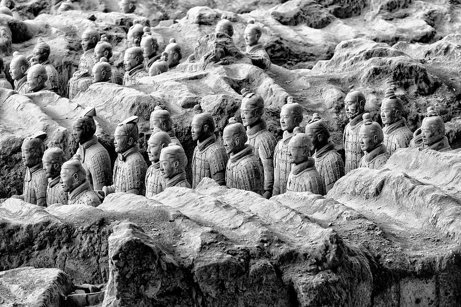 Black And White Photograph - Black China Series - Terracotta Army I I by Philippe HUGONNARD