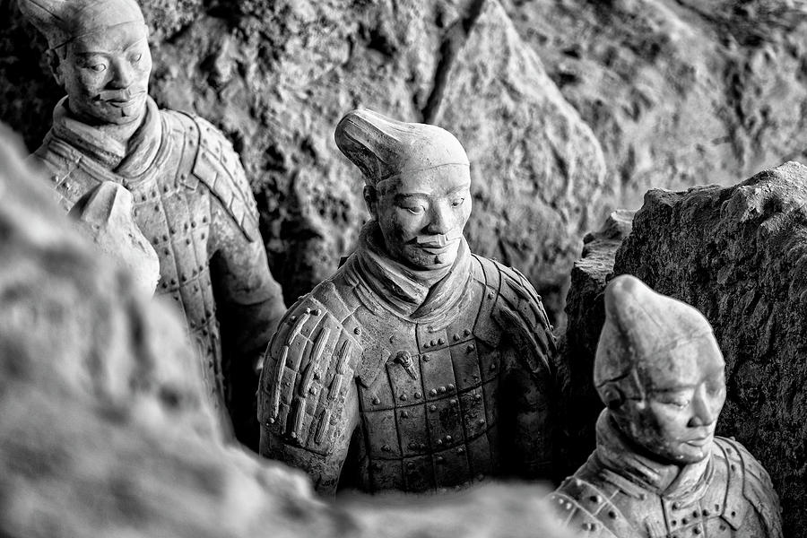 Black And White Photograph - Black China Series - Terracotta Army by Philippe HUGONNARD