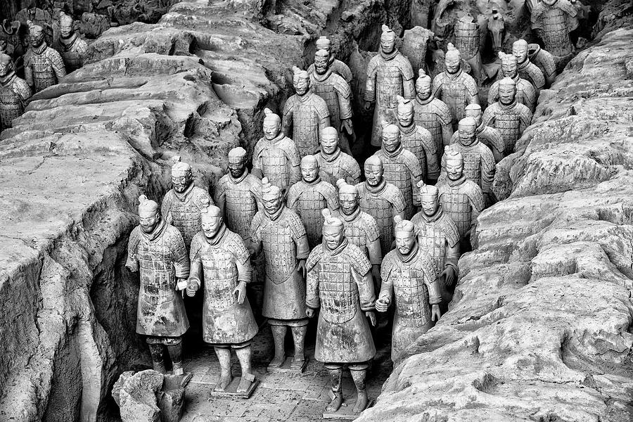 Black And White Photograph - Black China Series - Terracotta Warriors I I I by Philippe HUGONNARD