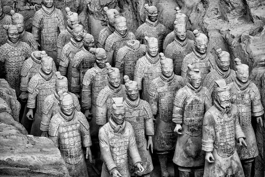 Black And White Photograph - Black China Series - Terracotta Warriors I V by Philippe HUGONNARD