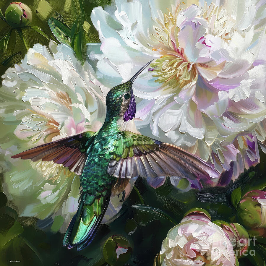 Black Chinned Hummingbird 2 Painting by Tina LeCour