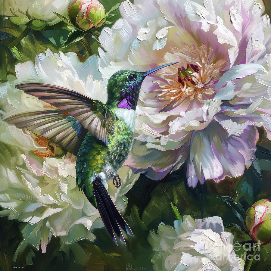 Hummingbird Painting - Black Chinned Hummingbird by Tina LeCour