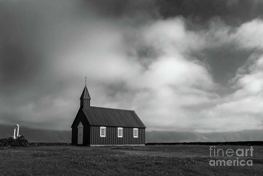 Black church in Budir, Iceland Photograph by Delphimages Photo Creations