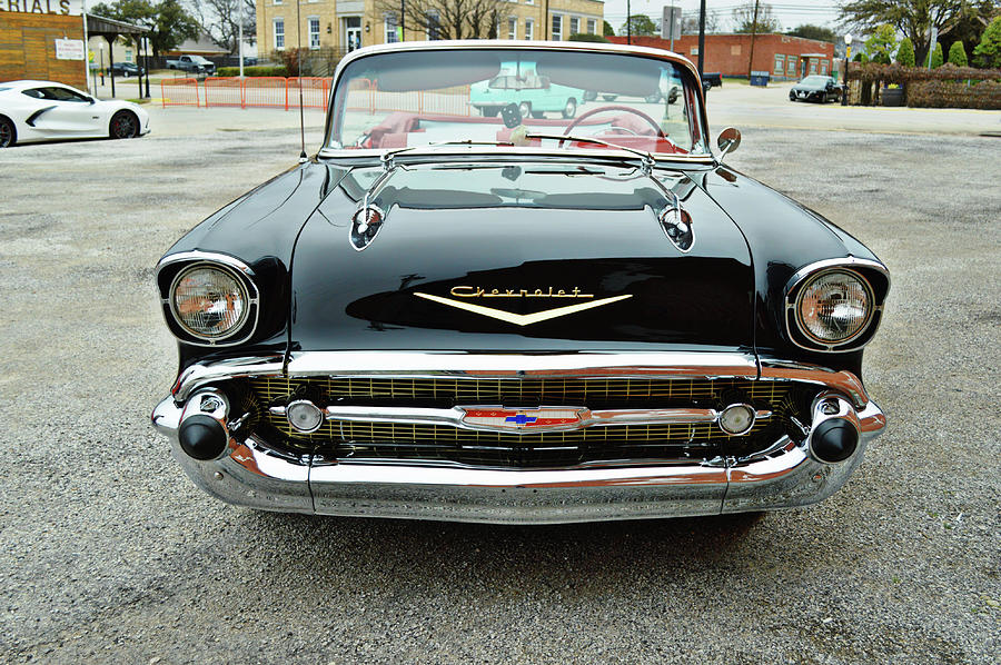 Black Classic Car Bel Air Front View Photograph by Gaby Ethington