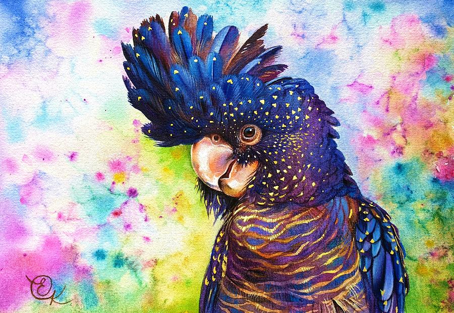 Black Cockatoo Painting by Elena Kolotusha