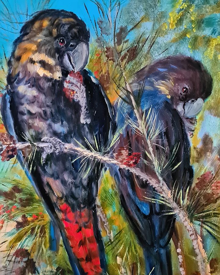Black Cockatoo  Painting by Glen Johnson