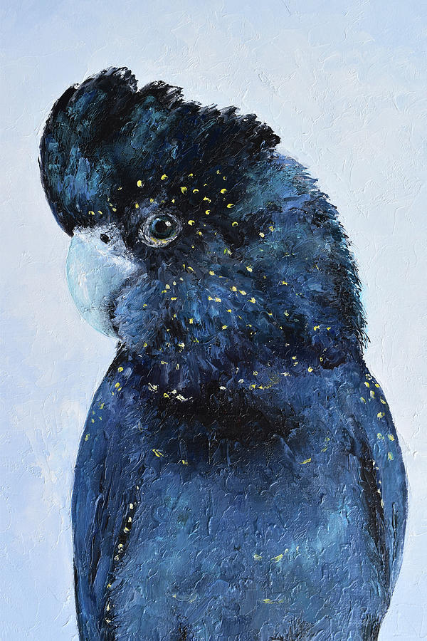 Black Cockatoo portrait Painting by Jan Matson